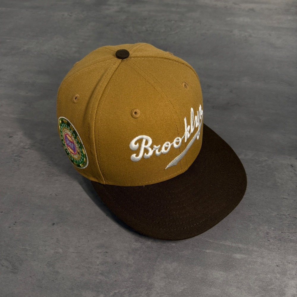 New Era Brooklyn Dodgers Hat 7 1/8 Mag Park Brown Pink UV 59FIFTY Fitted Cap